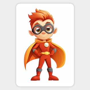 Superhero in Disguise: Boy with Glasses in Red Costume Sticker